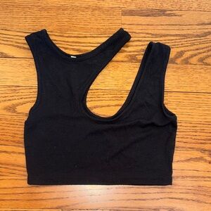 Black Asymmetric Cutout Crop Top